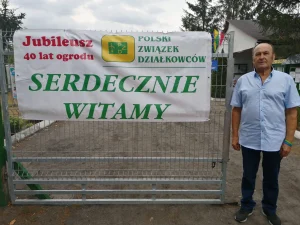 Dzień Działkowca 2022 - baner witający działkowców na wydarzeniu