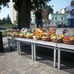 Korso 2018 w Pile - koszyki wiklinowe z owocami i warzywami