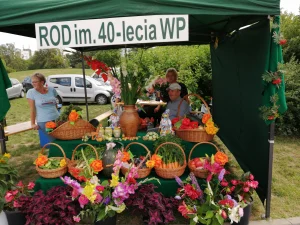 Korso 2019 w Pile - namiot z plonami z działek im. 40-lecia WP